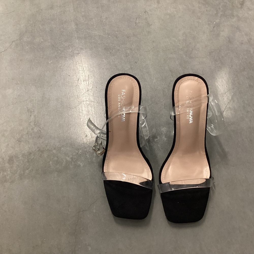 Black heels With clear straps never been worn
